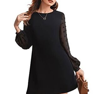 Elegant Black Cocktail Dress with Bishop Sleeves